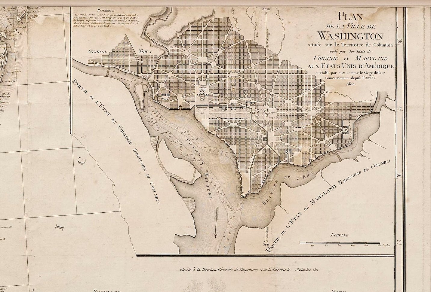 1812 "United States of Nth America - Carte des Etats - Unis De L'Amerique Septentrionale" by Tardieu- The Great Republic