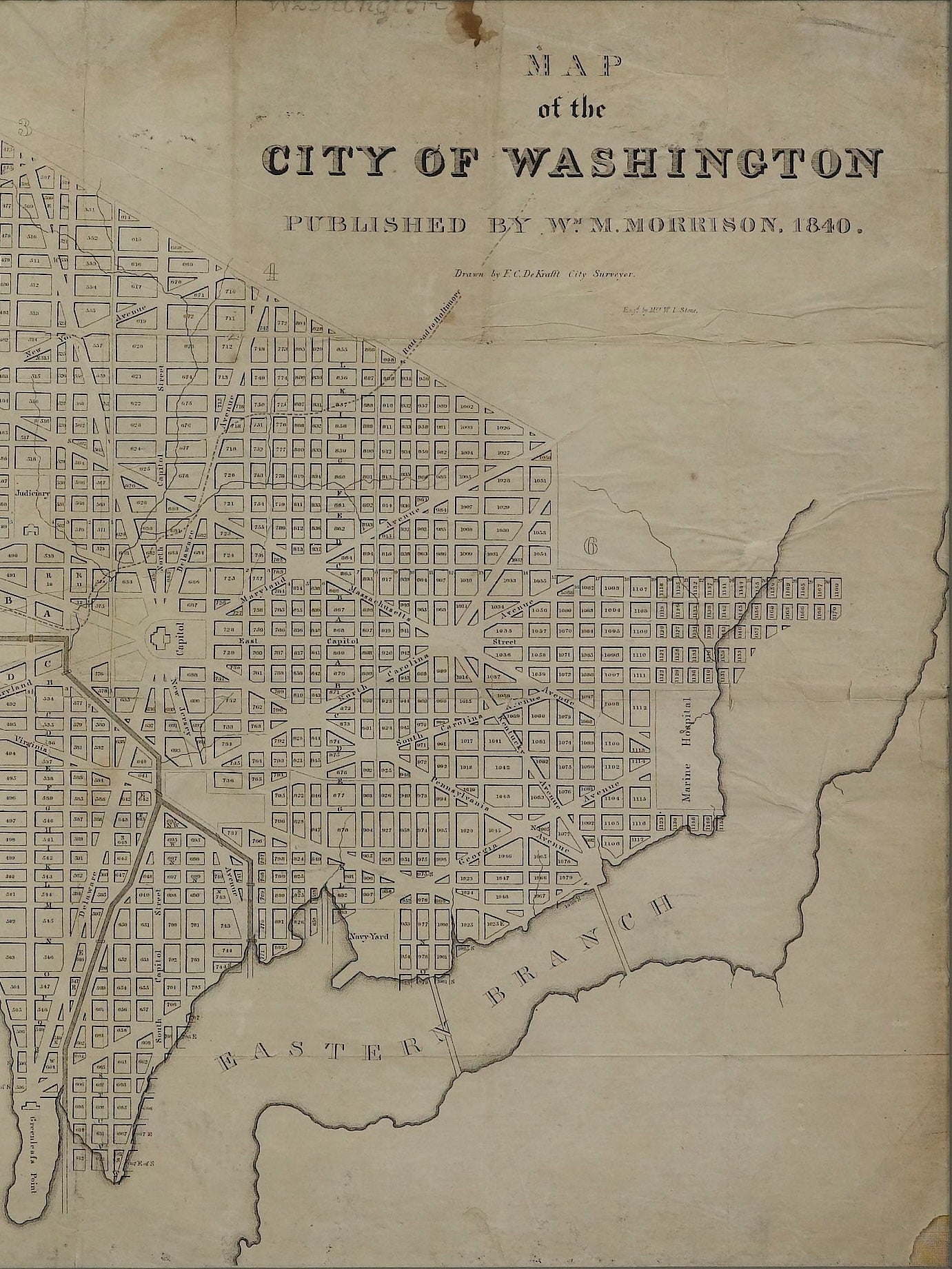 1840 "Map of the City of Washington" Published by William M. Morrison - The Great Republic