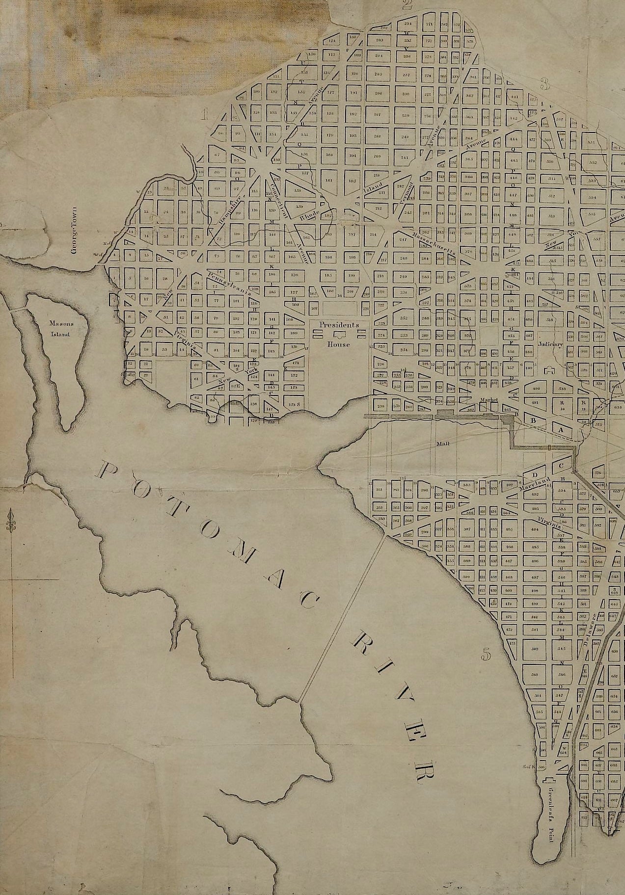 1840 "Map of the City of Washington" Published by William M. Morrison - The Great Republic