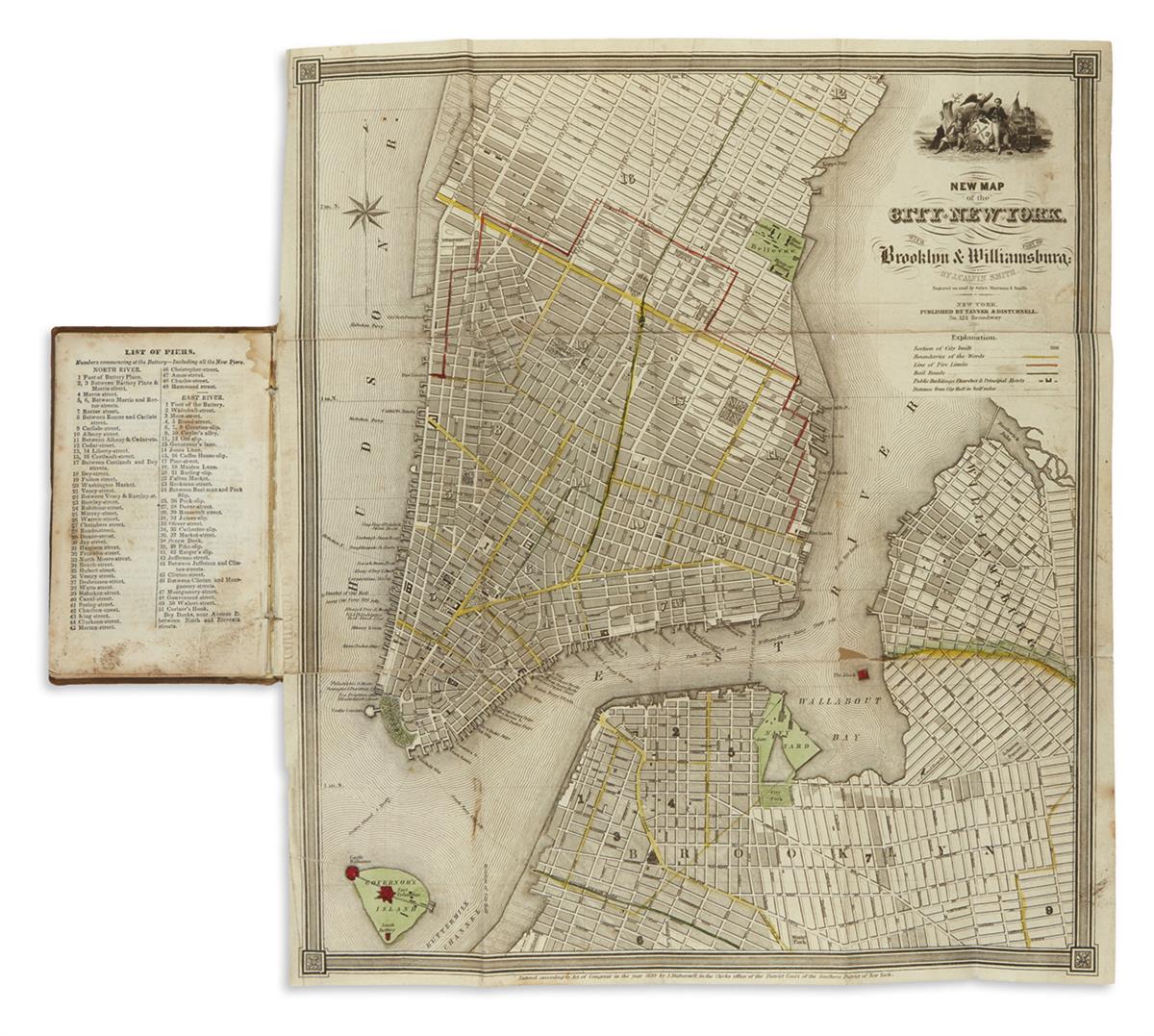 1840 "New Map of the City of New York With Part of Brooklyn & Williamsburg" by J. Calvin Smith - The Great Republic