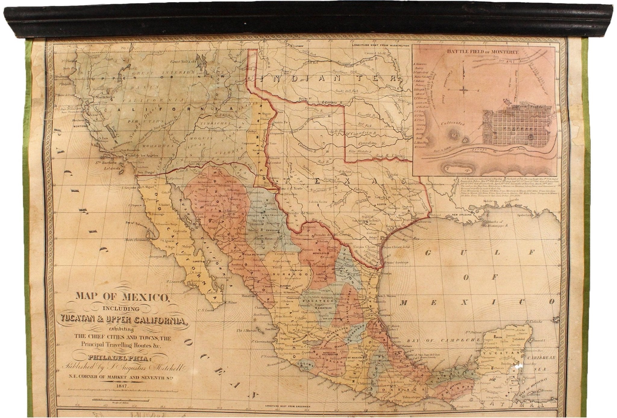 1847 "Map of Mexico, Including Yucatan & Upper California..." by Samuel Augustus Mitchell - The Great Republic