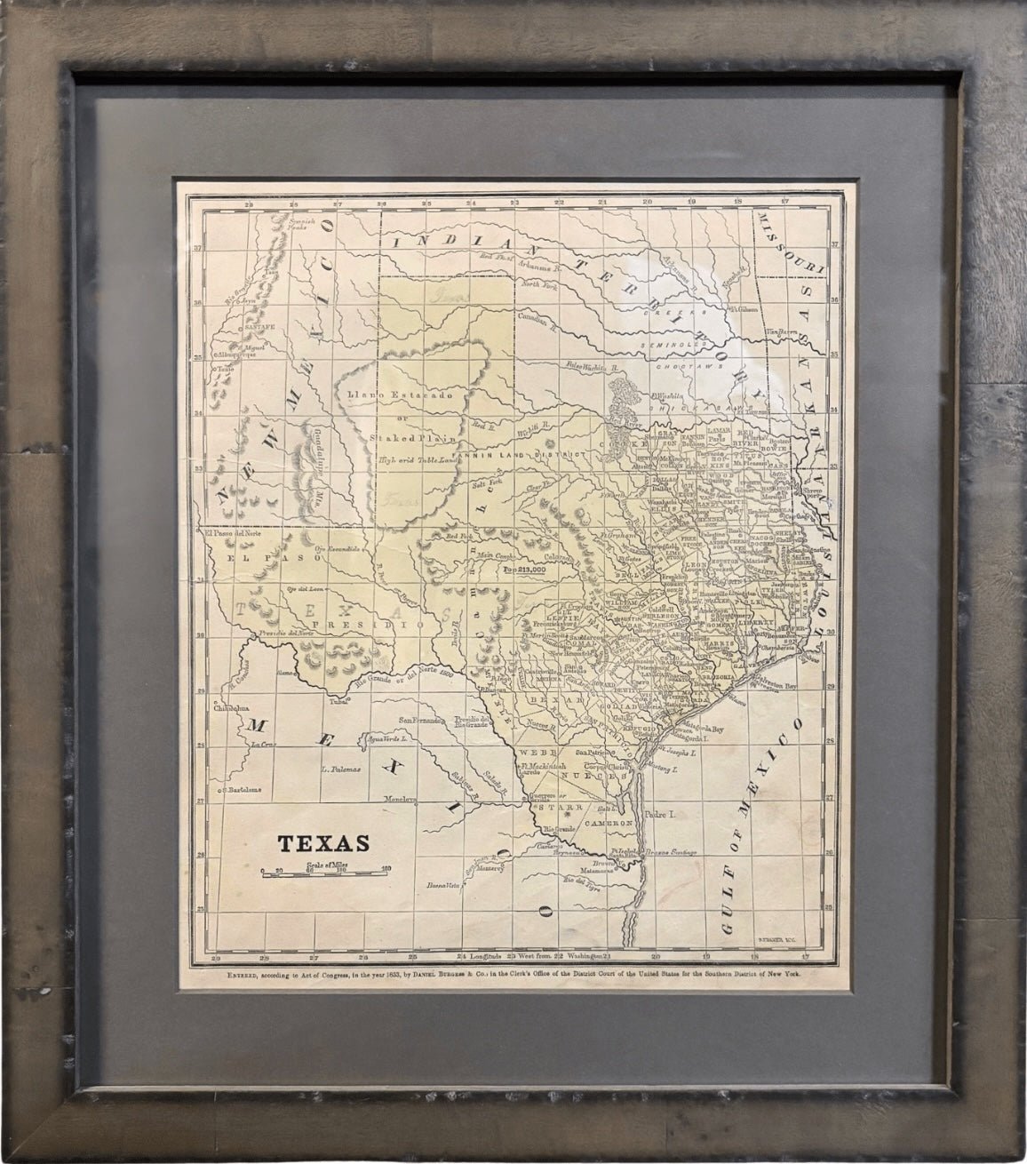 1853 "Texas" Map by Daniel Burgess - The Great Republic