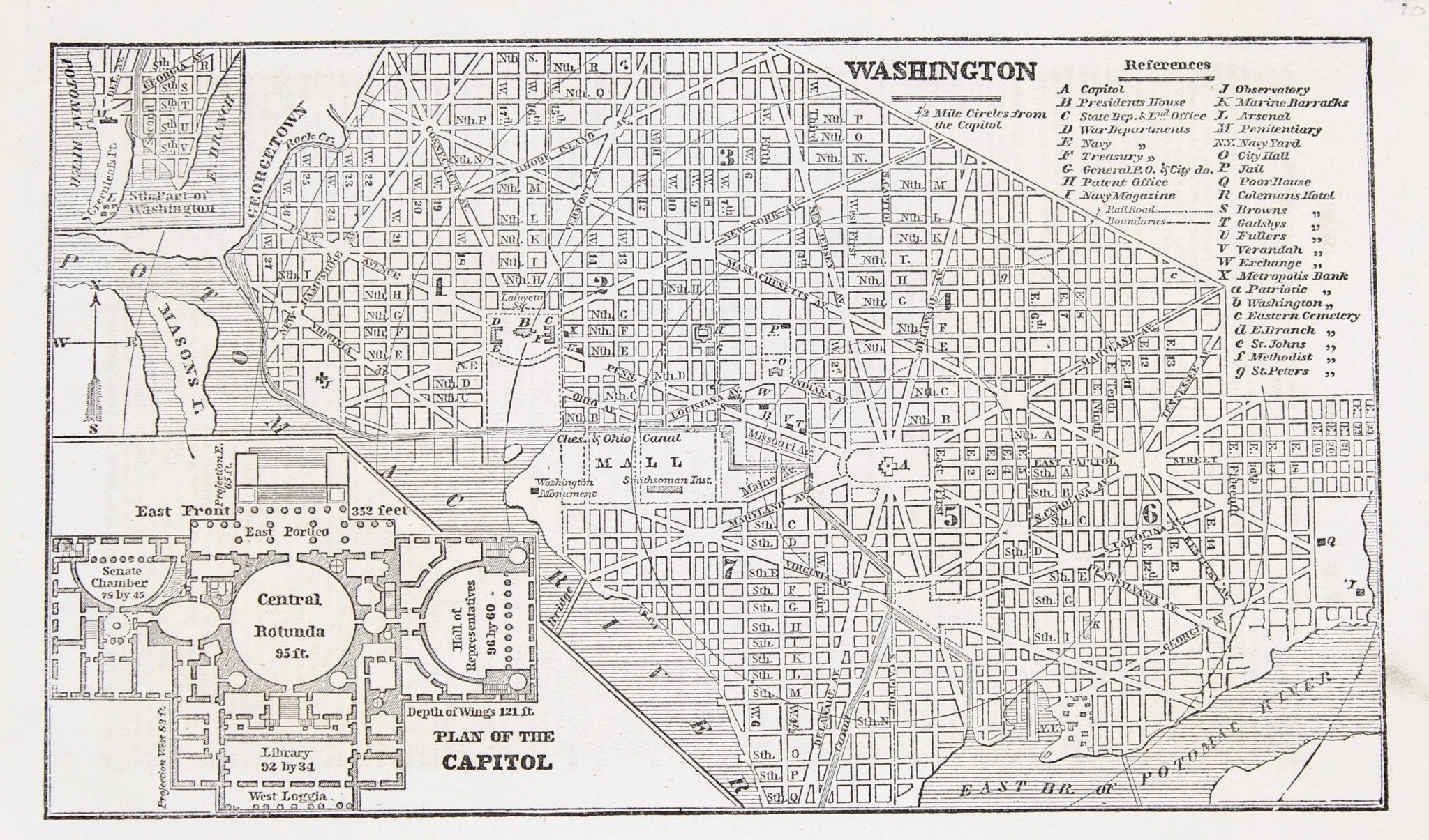 1853 “ Washington” Engraved Map from Fanning's Illustrated Gazetteer of the United States - The Great Republic