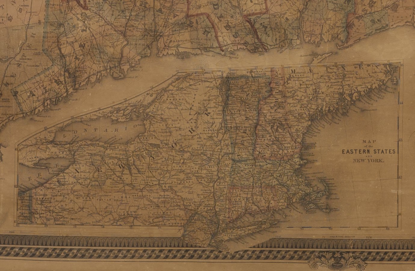 1854 Wall Map of Massachusetts, Rhode Island & Connecticut by Ensign, Bridgman & Fanning Engraving - The Great Republic