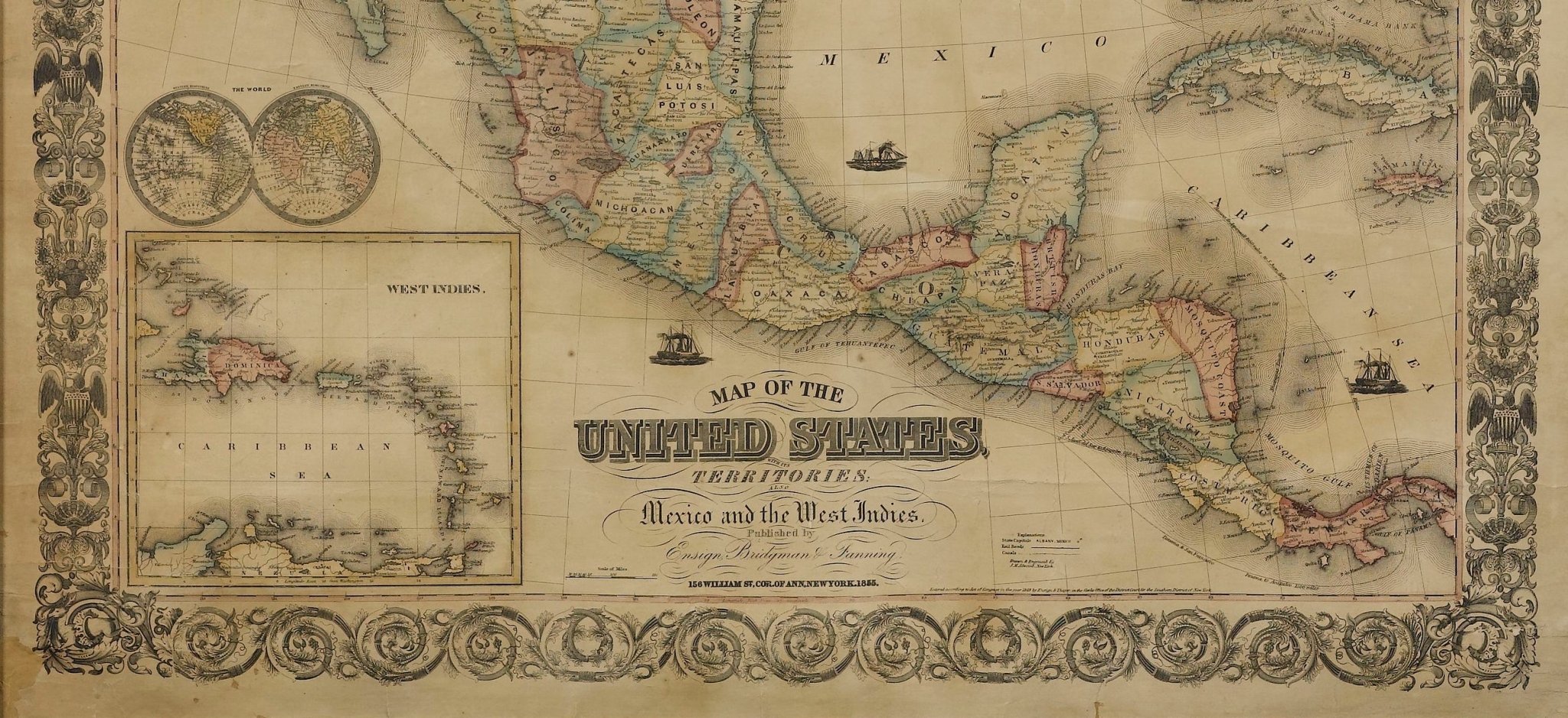 1856 "Map of the United States, with its Territories; also Mexico and the West Indies" by Ensign, Bridgeman, and Fanning - The Great Republic