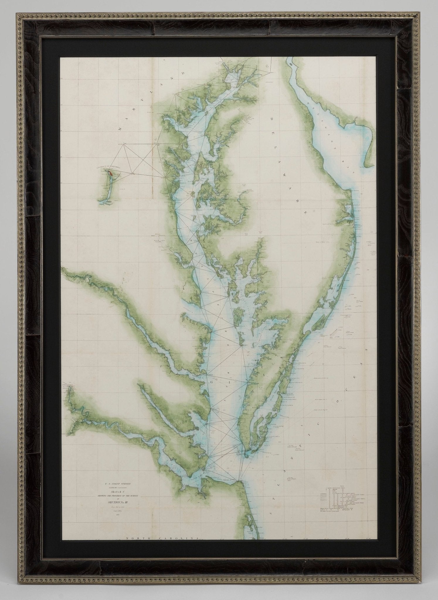 1856 "U.S. Coast Survey Map of Chesapeake Bay and Delaware Bay" by A. D. Bache. - The Great Republic