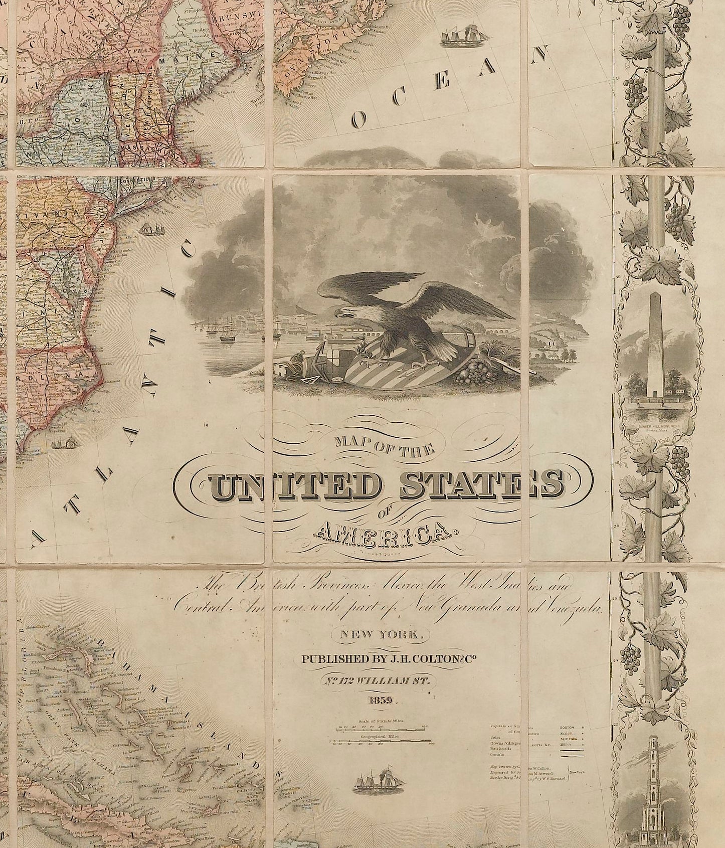 1859 "Map of the United States of America, the British Provinces, Mexico ..." by J. H. Colton - The Great Republic