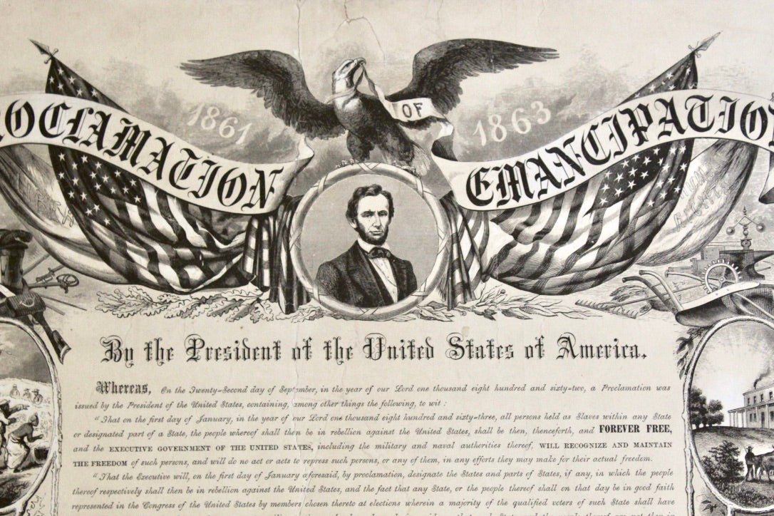 1864 Engraving of President Lincoln's "Proclamation of Emancipation" by W. Roberts - The Great Republic