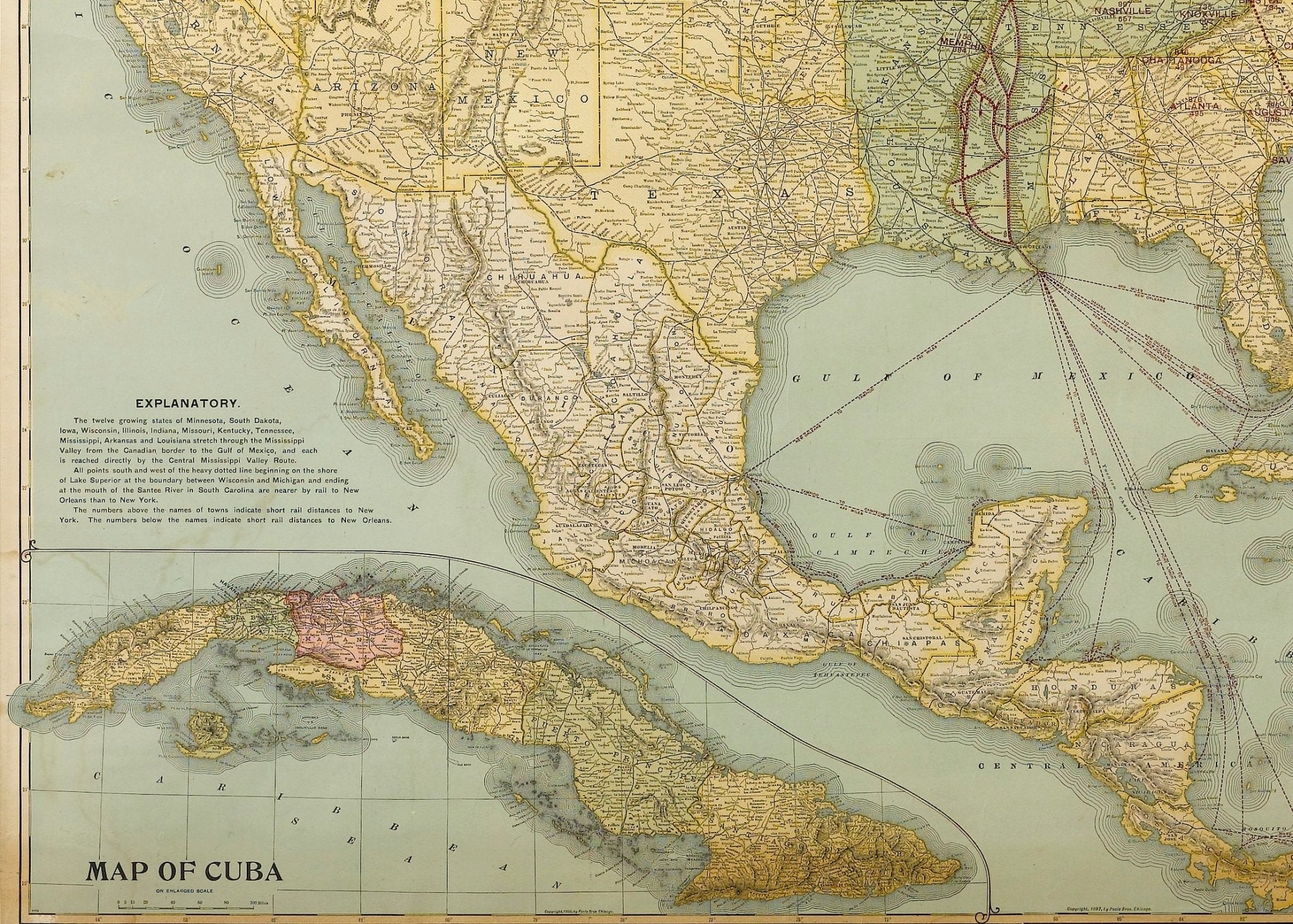 1899 Poole Brothers Railroad Map of the Illinois Central Railroad - The Great Republic