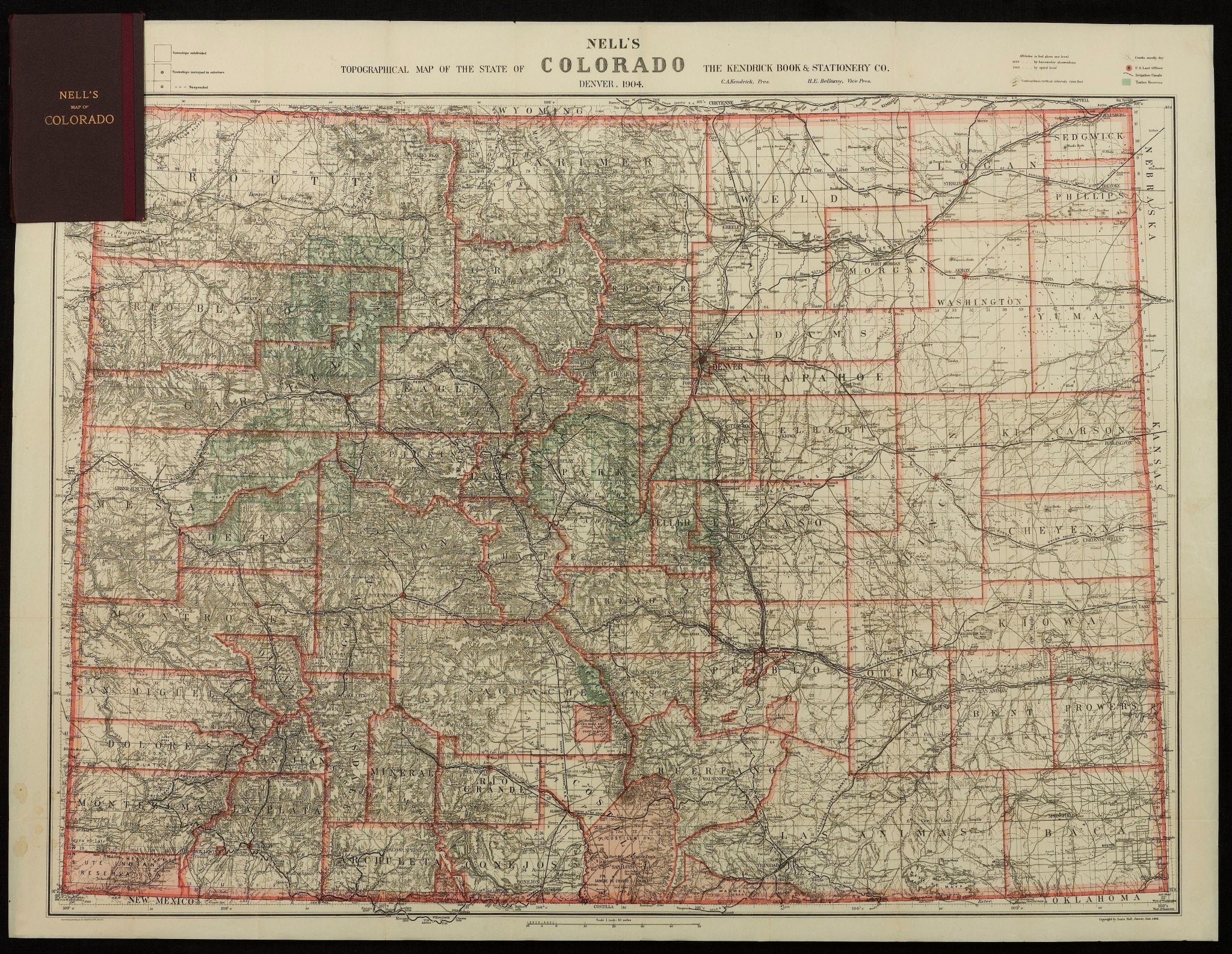 1904 "Nell's Topographical Map of the State of Colorado" - The Great Republic