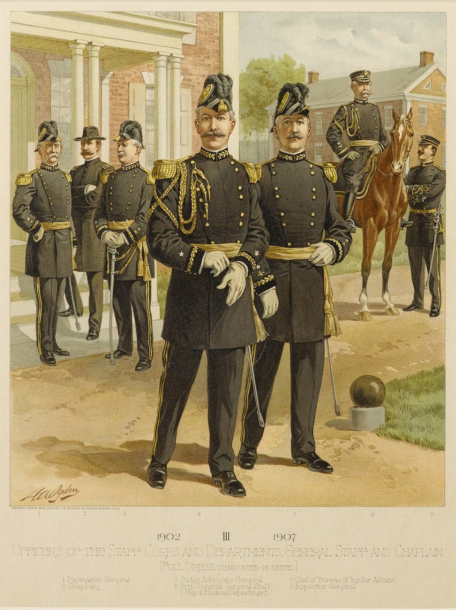 1908 "Officers of the Staff Corps & Departments, General Staff and Chaplain in Full Dress" C. Ogden - The Great Republic