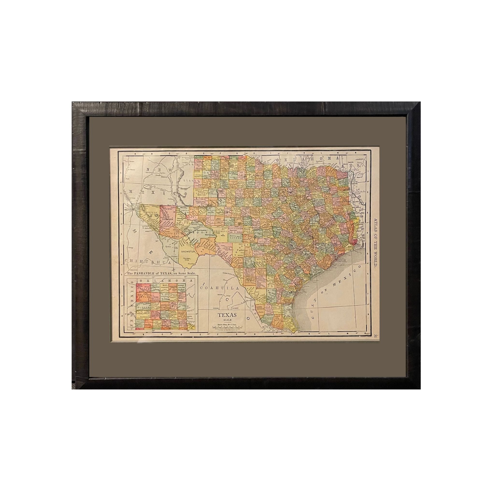 1912 "Texas" Map by Rand McNally & Co. - The Great Republic