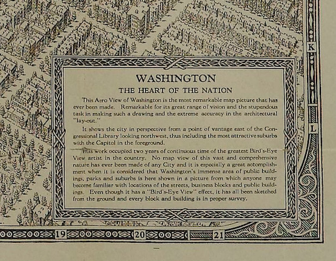 1923 "Washington, The Beautiful Capital of the Nation" Baltimore and Ohio Railroad Bird's - Eye View - The Great Republic