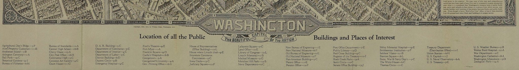 1923 "Washington, The Beautiful Capital of the Nation" Baltimore and Ohio Railroad Bird's - Eye View - The Great Republic