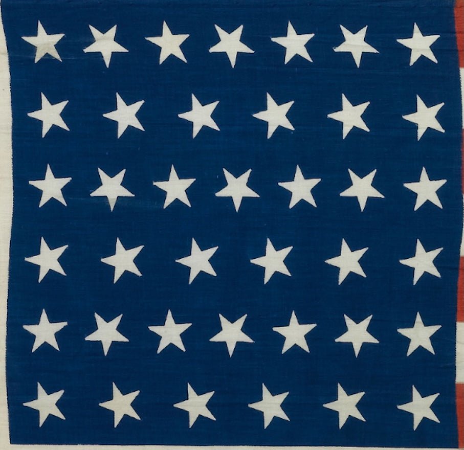 39 - Star American Flag Printed on Cotton with Whimsical Star Pattern, 1889 - The Great Republic