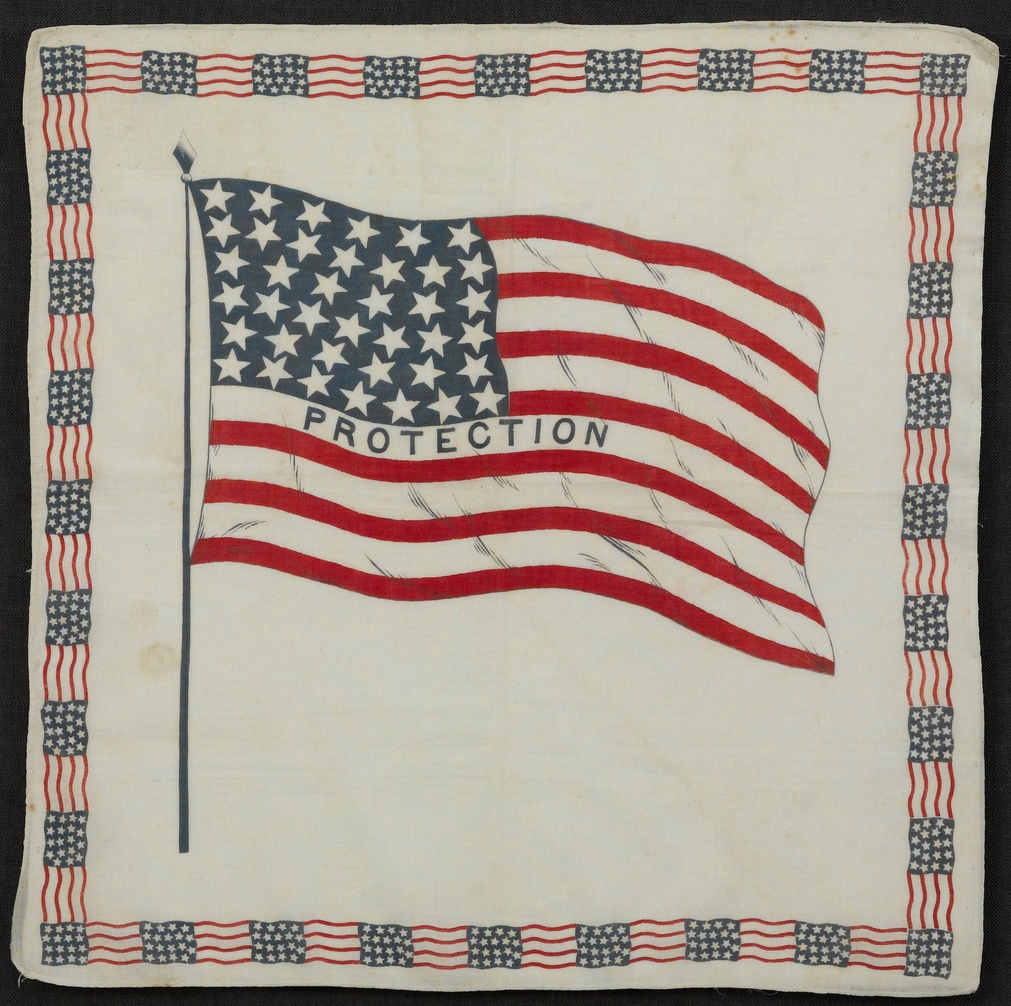 39 - Star "Protection" Benjamin Harrison Political Kerchief - The Great Republic