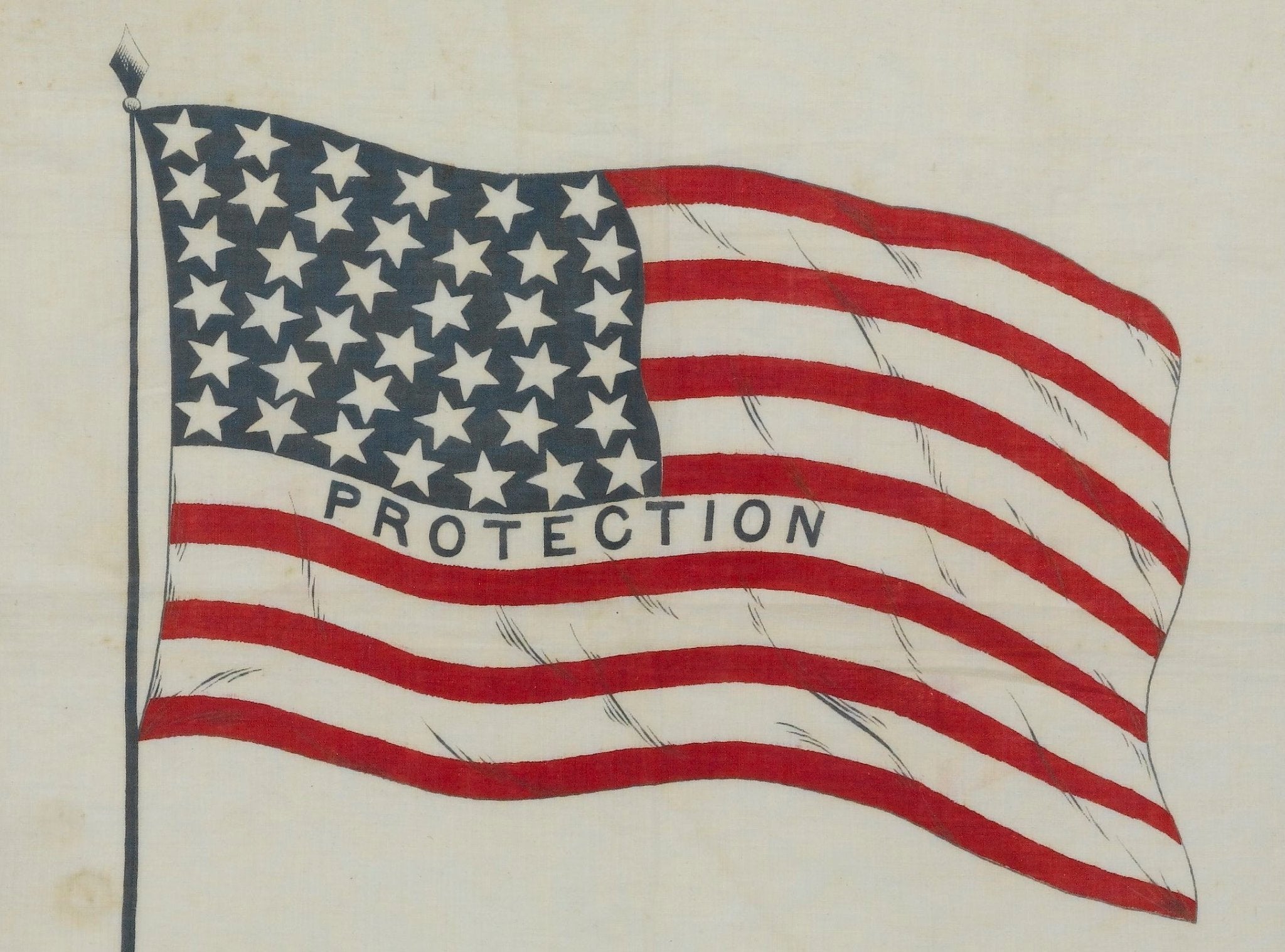 39 - Star "Protection" Benjamin Harrison Political Kerchief - The Great Republic