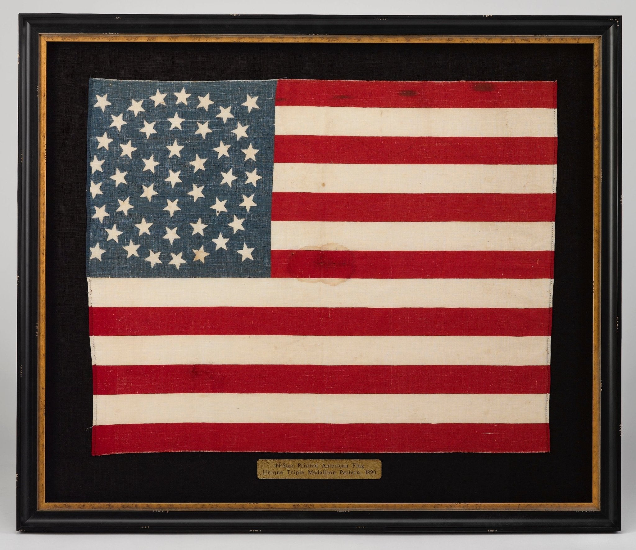 44 - Star Printed American Flag, Unique Triple Medallion Pattern, 1890 - The Great Republic