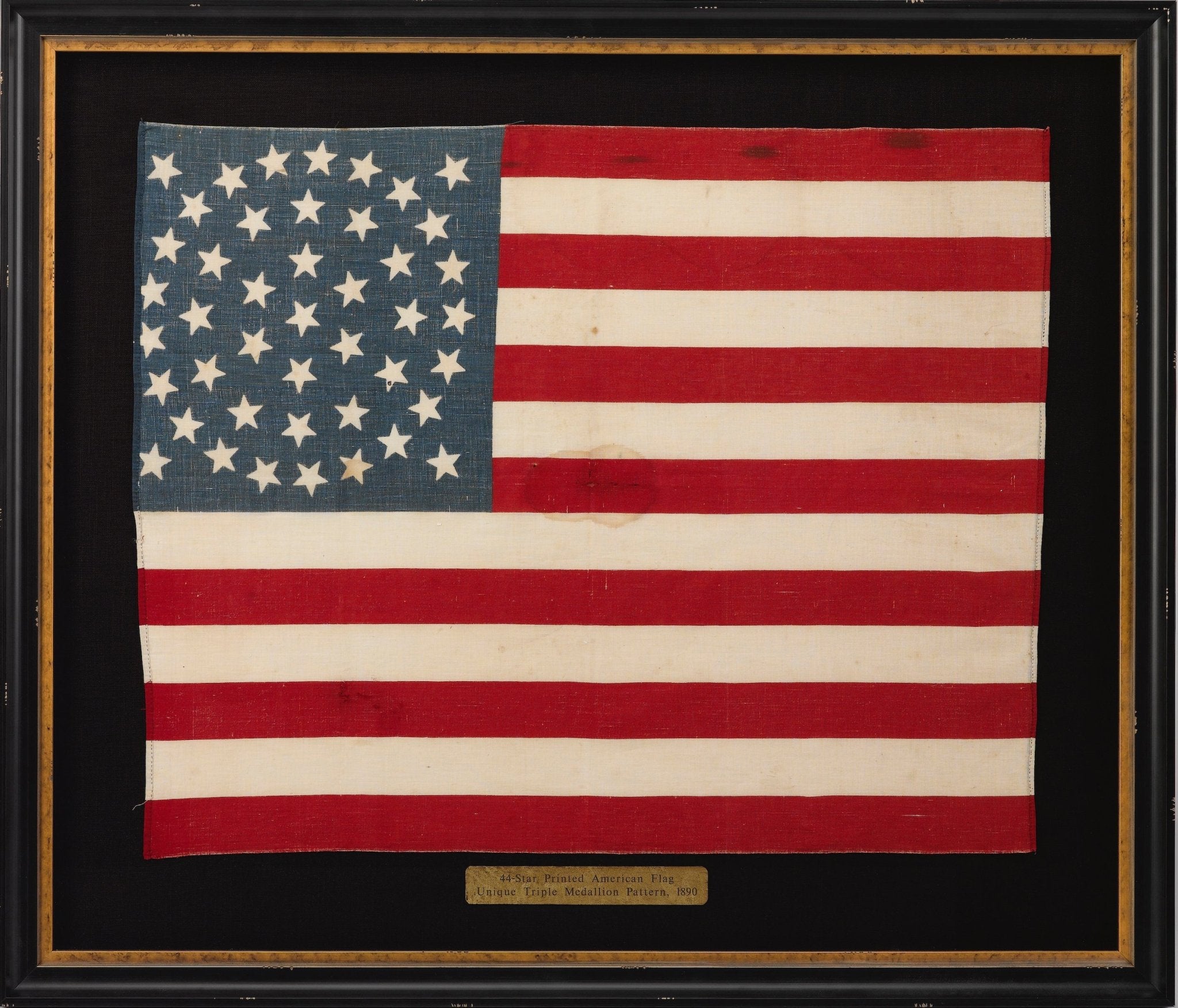 44 - Star Printed American Flag, Unique Triple Medallion Pattern, 1890 - The Great Republic