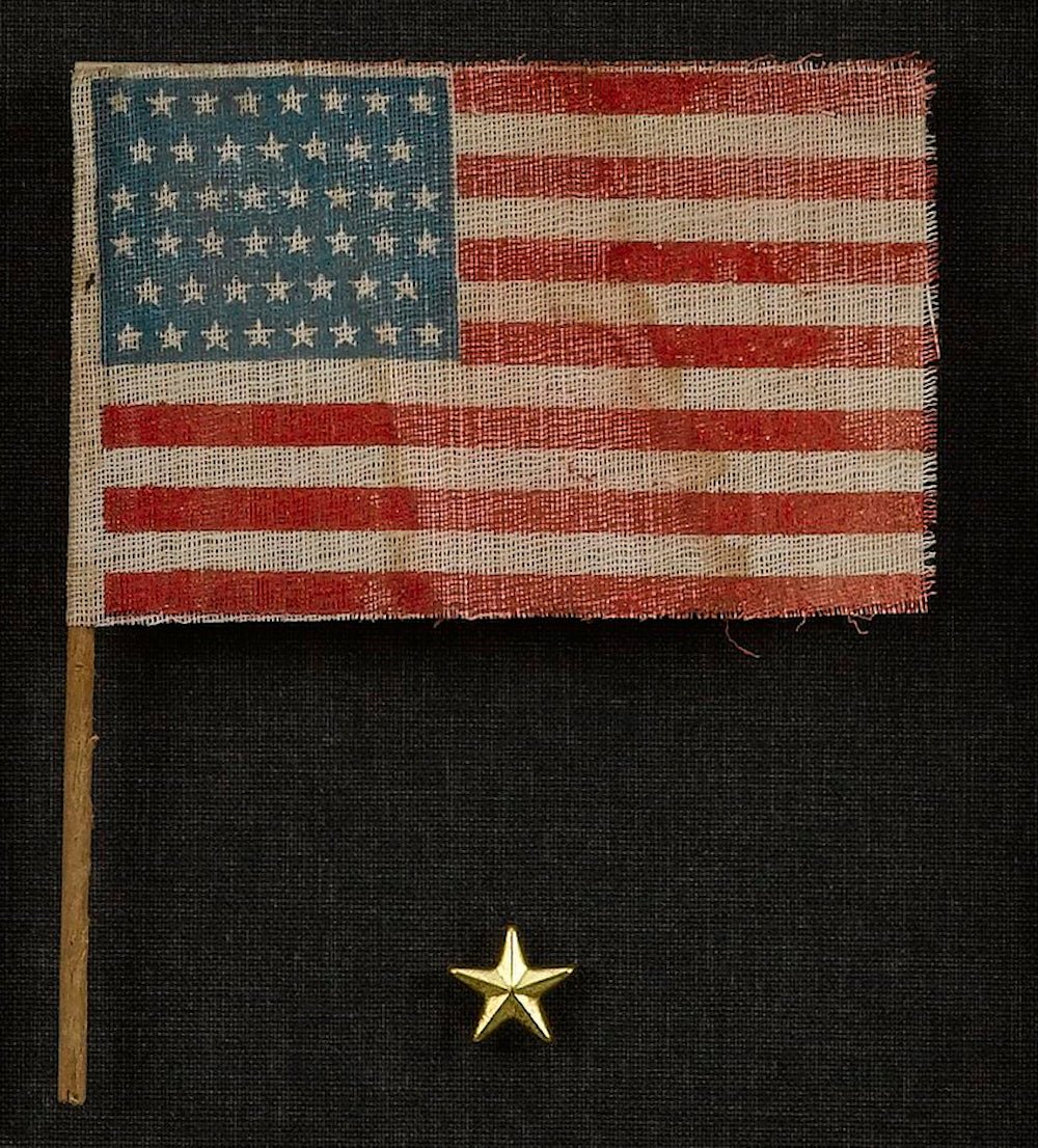 46 - Star Printed American Flag Waver, Celebrating Oklahoma Statehood - The Great Republic