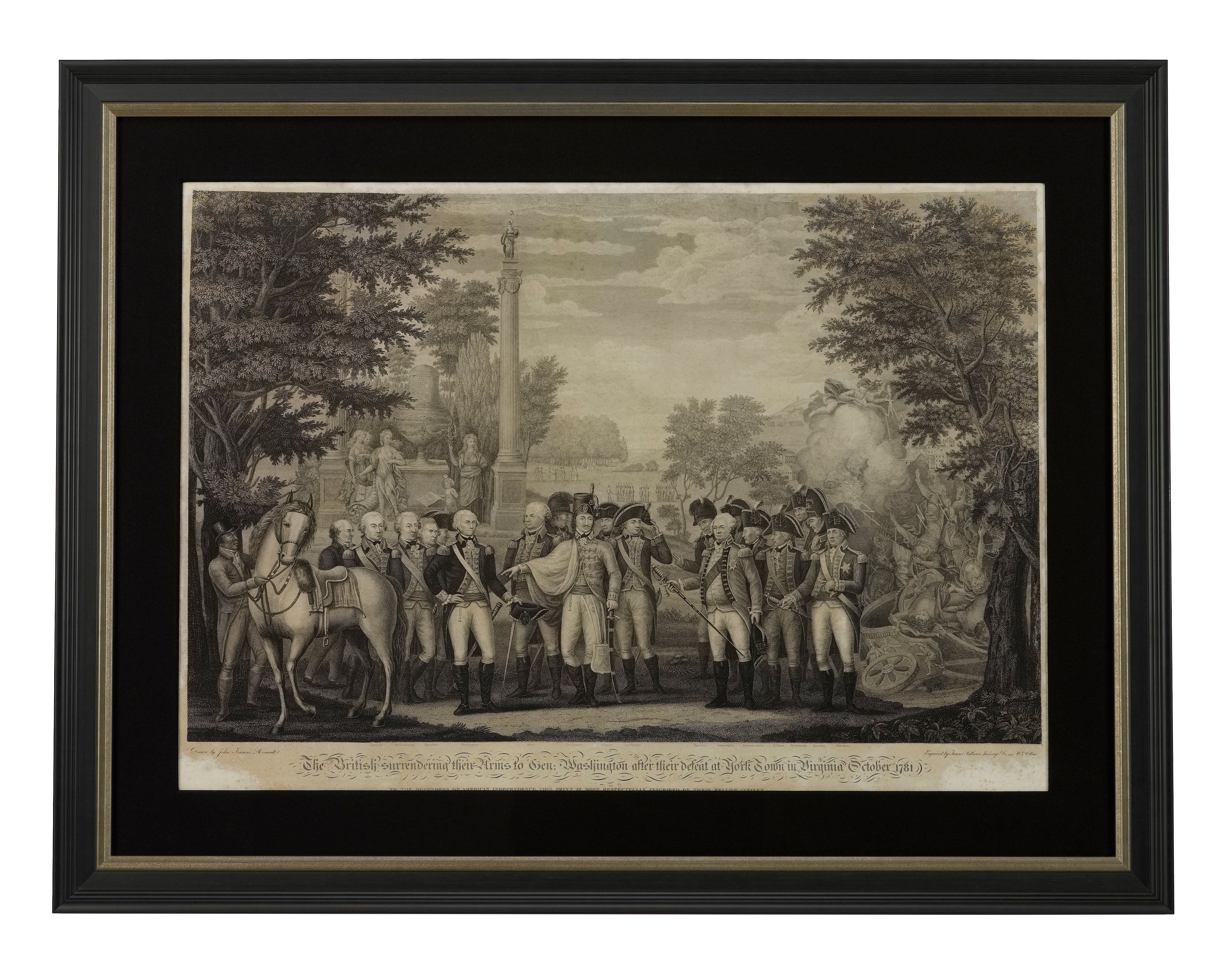 "The British Surrendering their Arms to Gen. Washington after their defeat at York Town in Virginia October 1781" after John Francis Renault, 1819