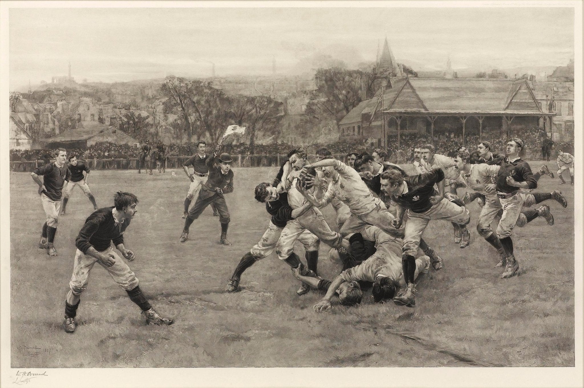 “A Football Match, Scotland v. England” by William Overhand and Lionel Smythe, Signed Photogravure, 1889 - The Great Republic