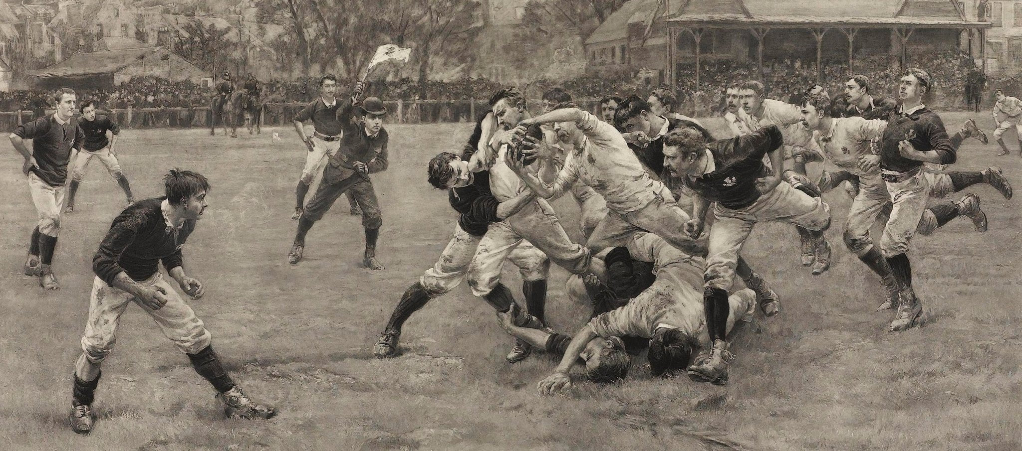 “A Football Match, Scotland v. England” by William Overhand and Lionel Smythe, Signed Photogravure, 1889 - The Great Republic