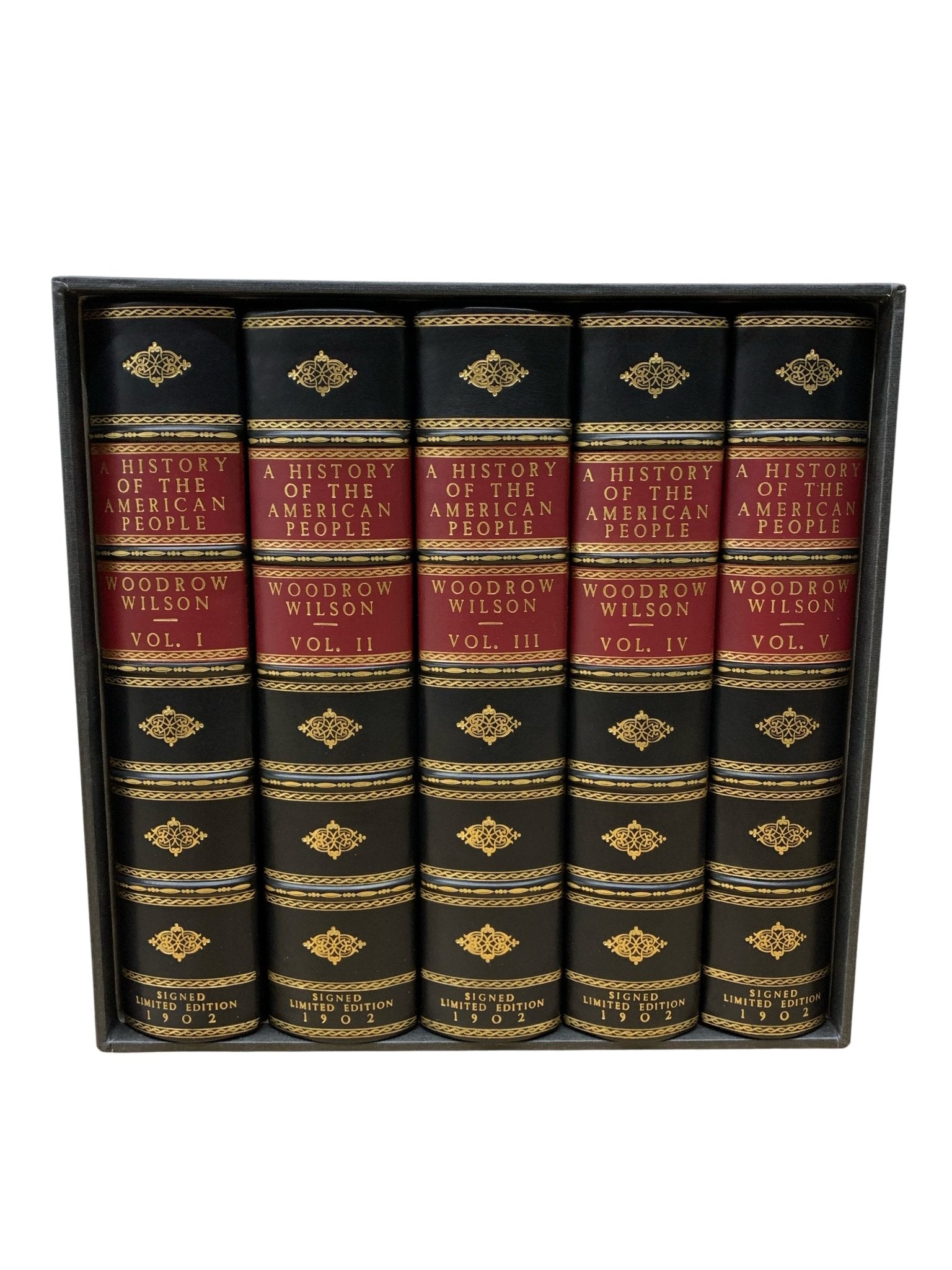 A History of the American People, Signed by Woodrow Wilson, Alumni Edition #29 of 350, Five Volume Set, 1902 - The Great Republic