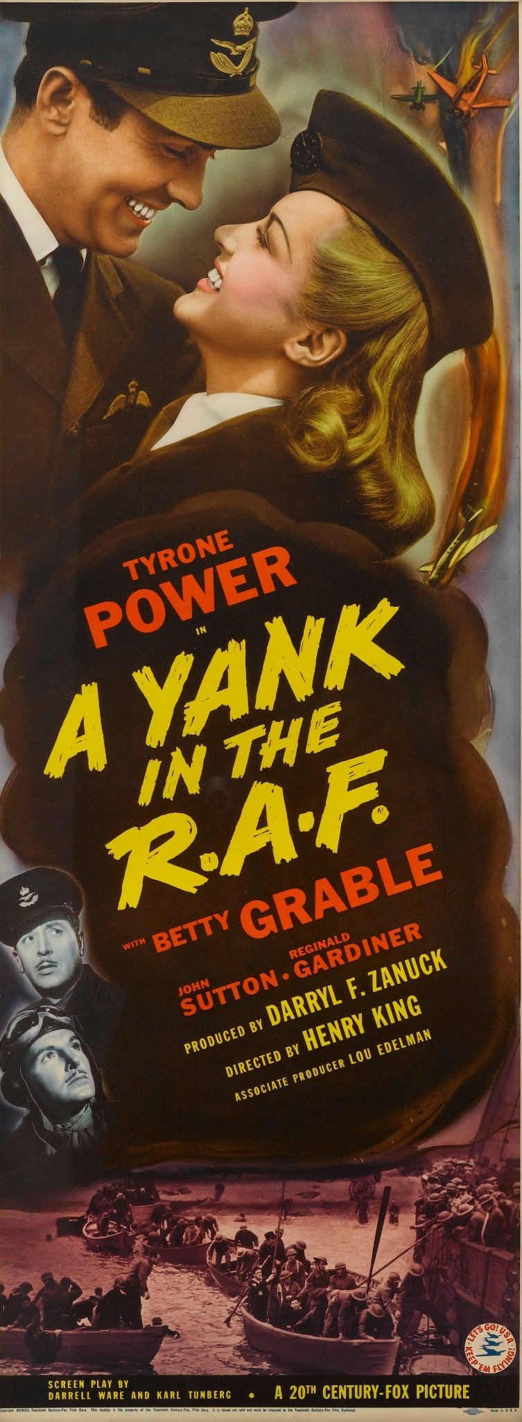 "A Yank in the R.A.F." Vintage Movie Poster, Circa 1941 - The Great Republic