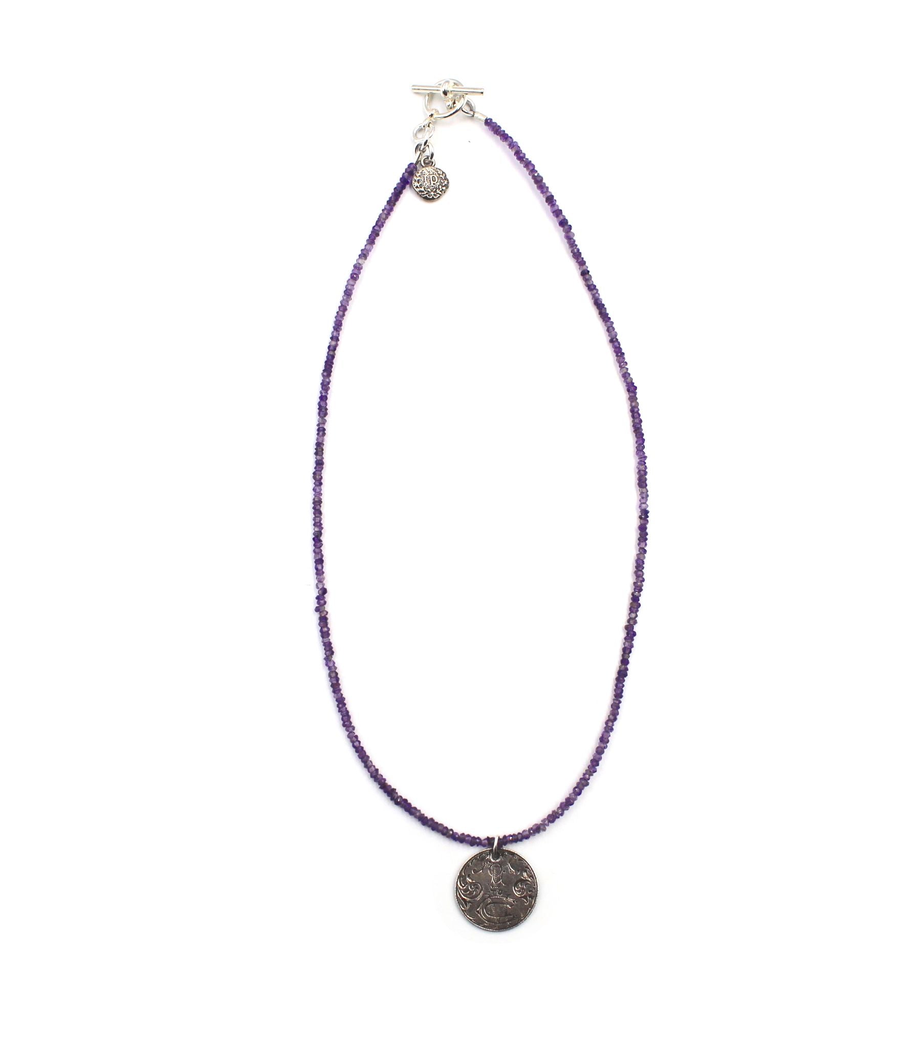 Antique Love Token on a Faceted Amethyst Necklace - The Great Republic