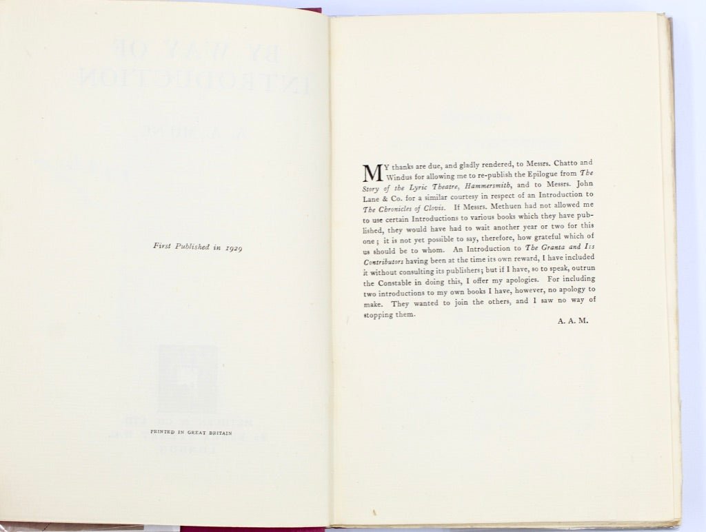 By Way of Introduction, Signed by A.A. Milne, Circa 1929 - The Great Republic