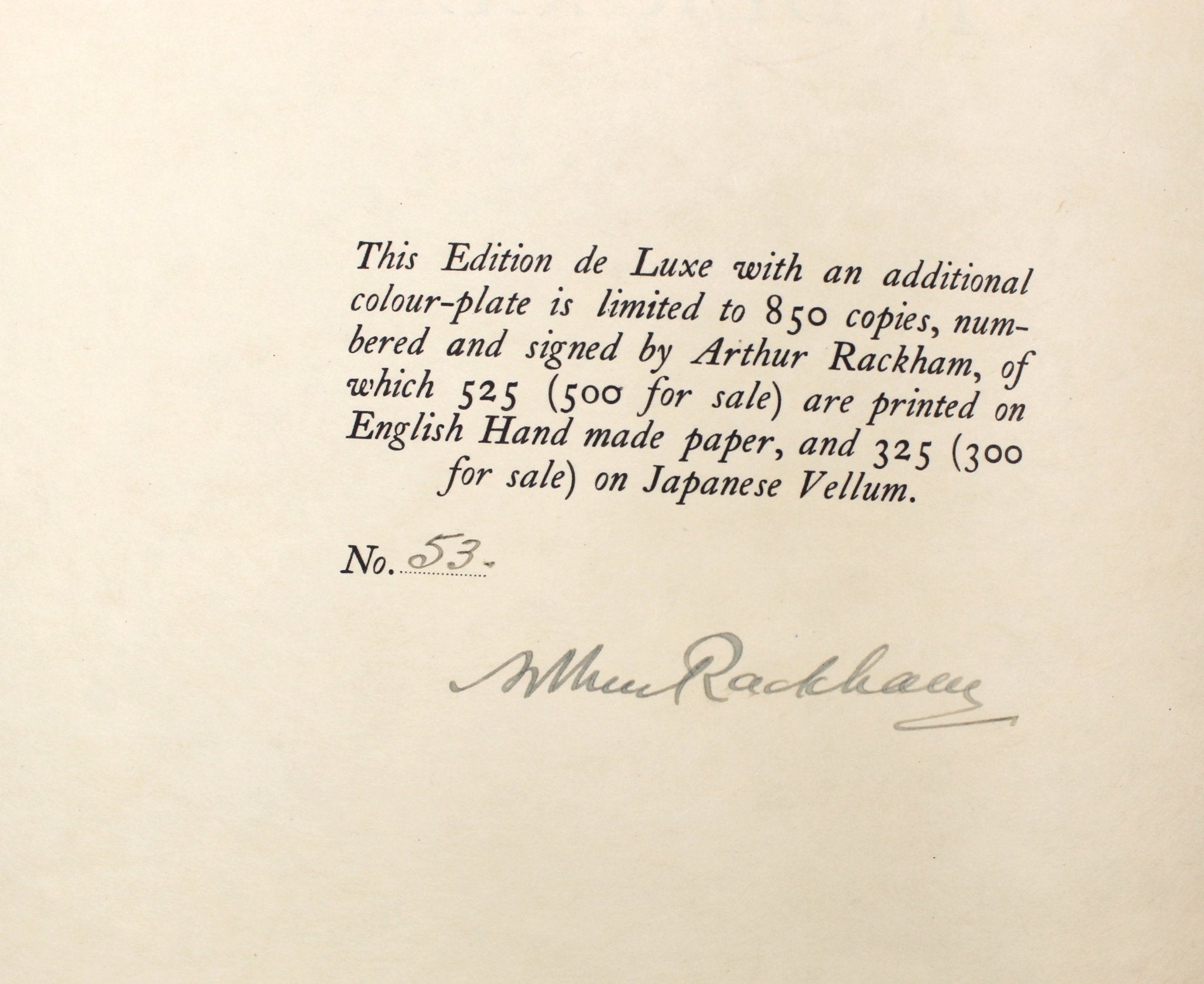 Cinderella, Edited by C.S. Evans, Illustrated and Signed by Arthur Rackham, Limited Edition de Luxe , 1919 - The Great Republic