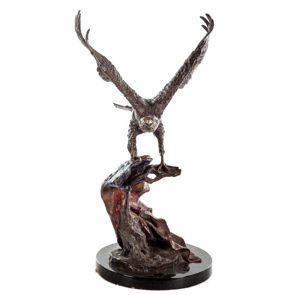 Eagle and Flag Bronze Sculpture by Lorenzo E. Ghiglieri, Limited Edition 205/475 - The Great Republic