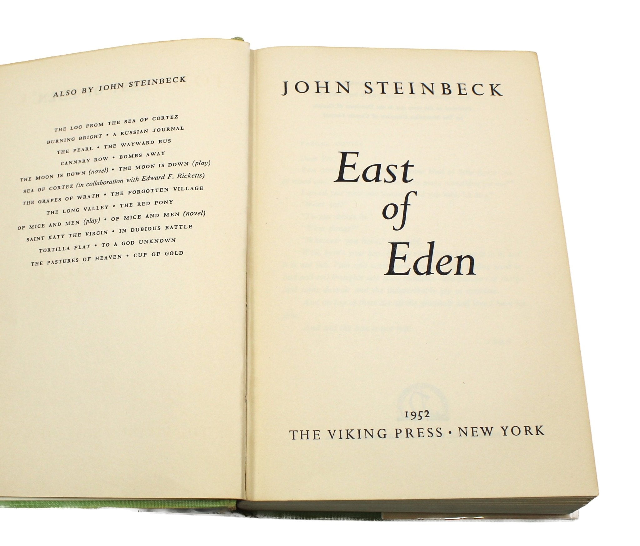 East of Eden by John Steinbeck, First Trade Edition, in Original Dust Jacket, 1952 - The Great Republic