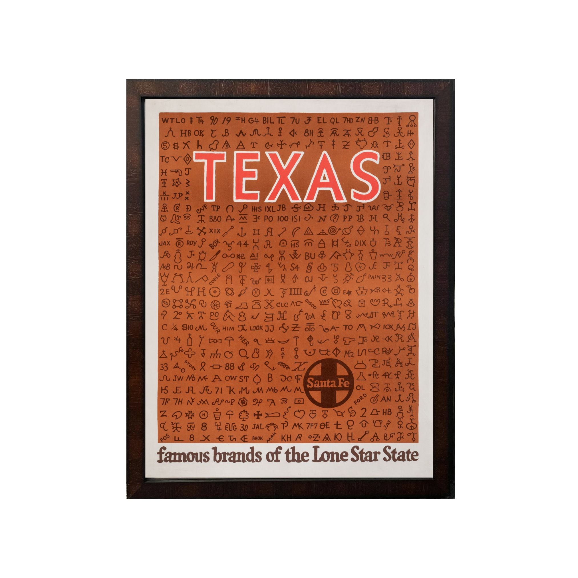 "Famous Brands of the Lone Star State" Santa Fe Railway Texas Travel Poster, Circa 1950 - The Great Republic