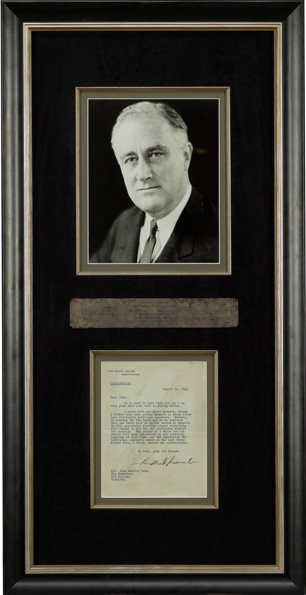 Franklin D. Roosevelt Signed Letter, 1942 - The Great Republic