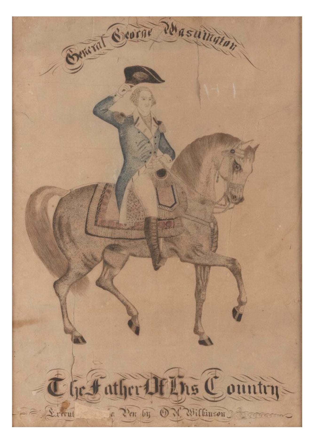 "General George Washington, The Father of this Country" by Oscar A. Wilkinson, Pen and Ink, Late 19th Century - The Great Republic