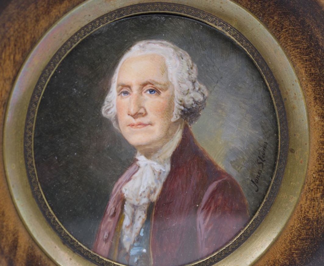 George Washington Portrait in Wooden Porthole Frame, Mid 19th Century - The Great Republic