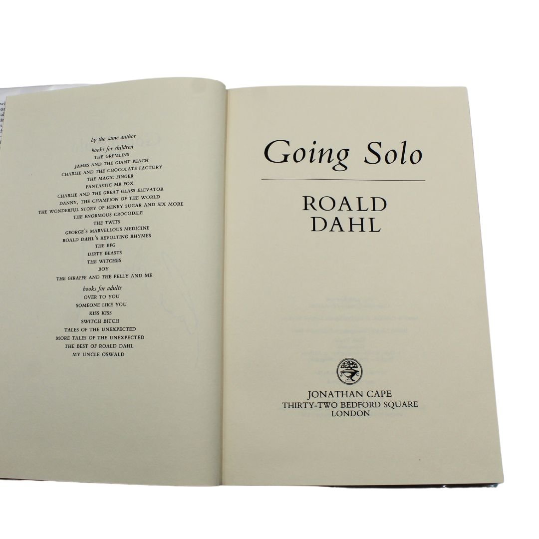 Going Solo, Signed by Roald Dahl, First Edition in Original Dust Jacket, 1986 - The Great Republic