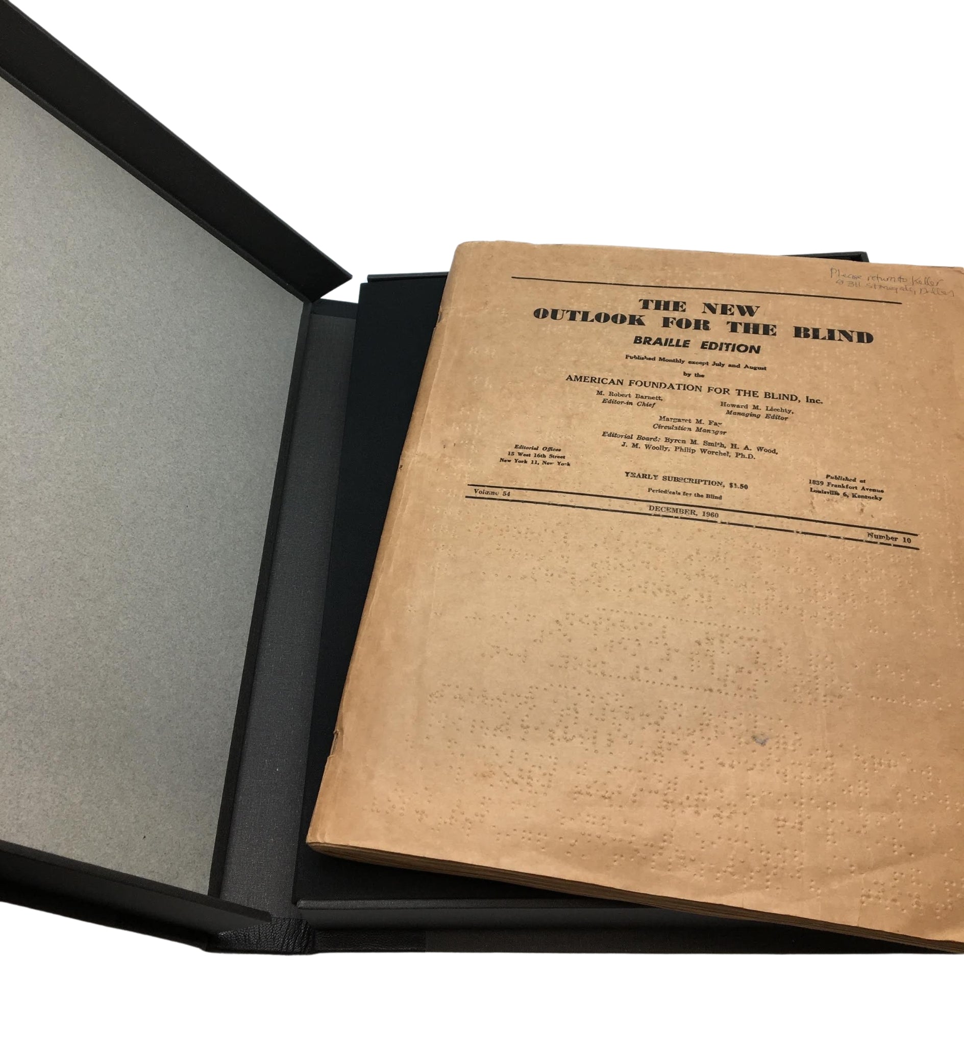 Helen Keller's Personal Reading Copy of "The New Outlook for the Blind: Braille Edition," 1960 - The Great Republic