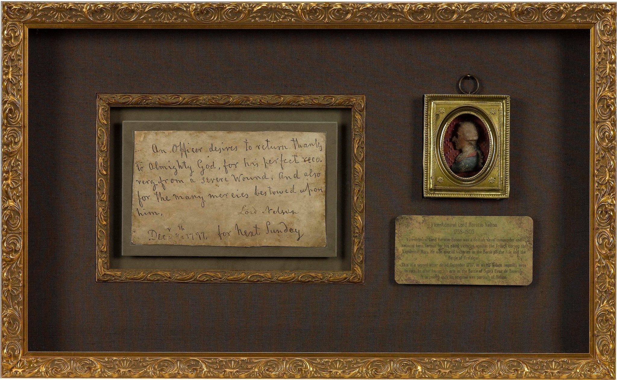 Horatio Nelson Signed Letter and Portrait, 1797 - The Great Republic