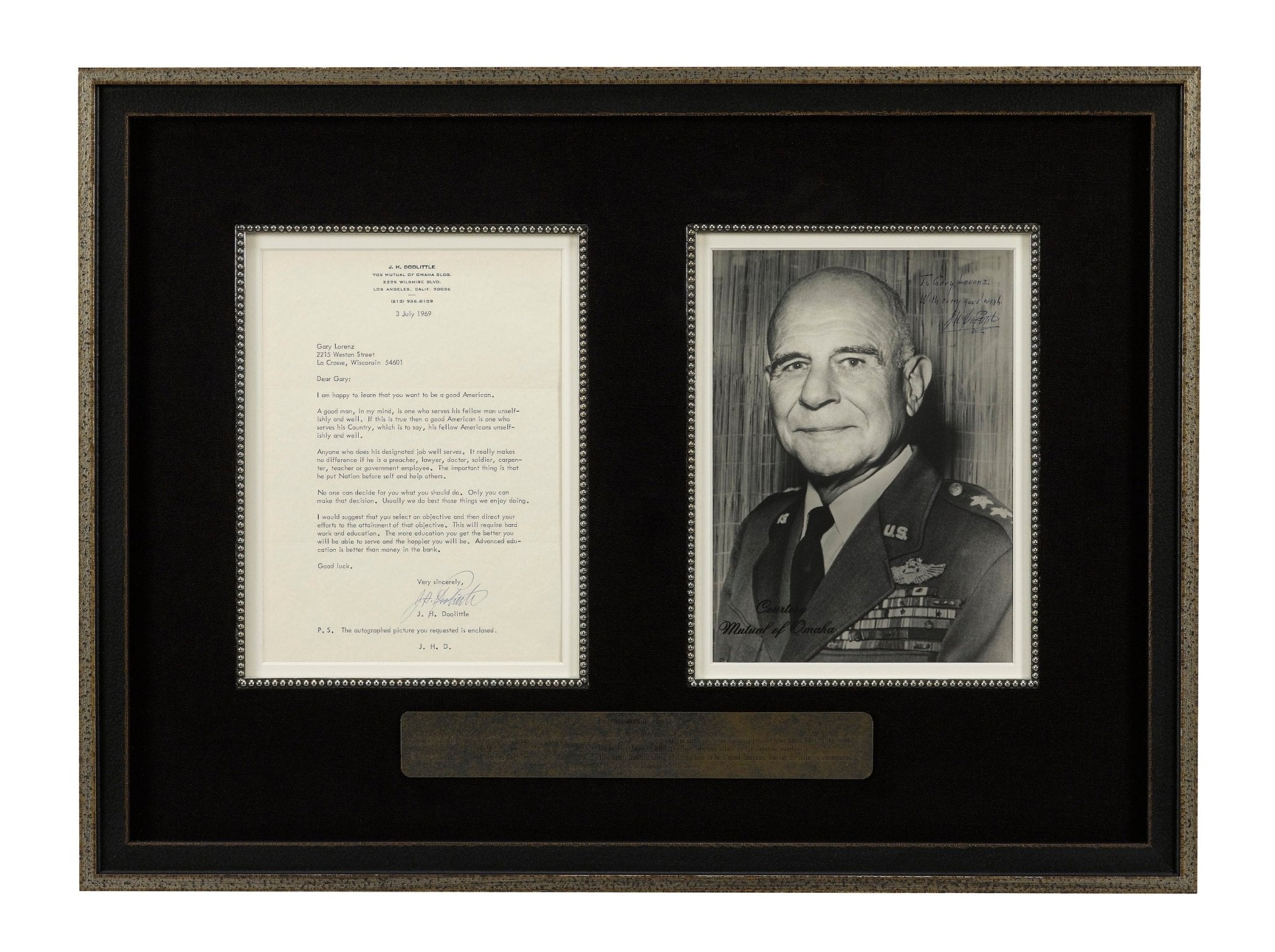 James Doolittle Signed Typed Letter and Signed Photograph, 1969 - The Great Republic