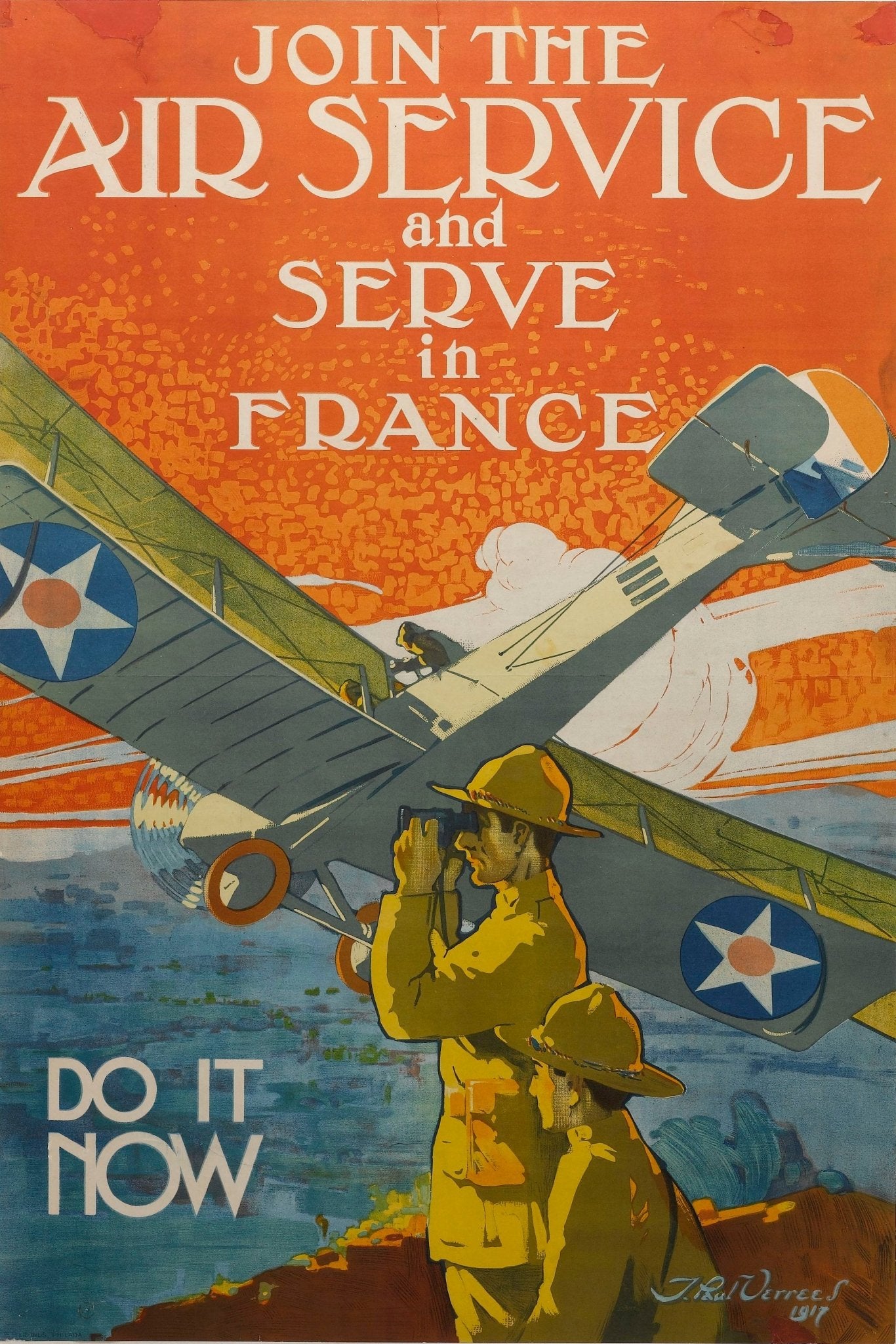 "Join the Air Service and Serve in France" Vintage WWI Poster by J. Paul Verrees, 1917 - The Great Republic