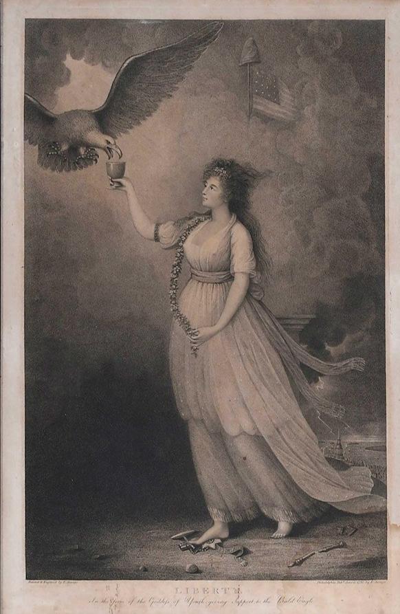 "Liberty In the Form of the Goddess of Youth Giving Support to the Bald Eagle" Stipple Engraving by Edward Savage, 1796 - The Great Republic