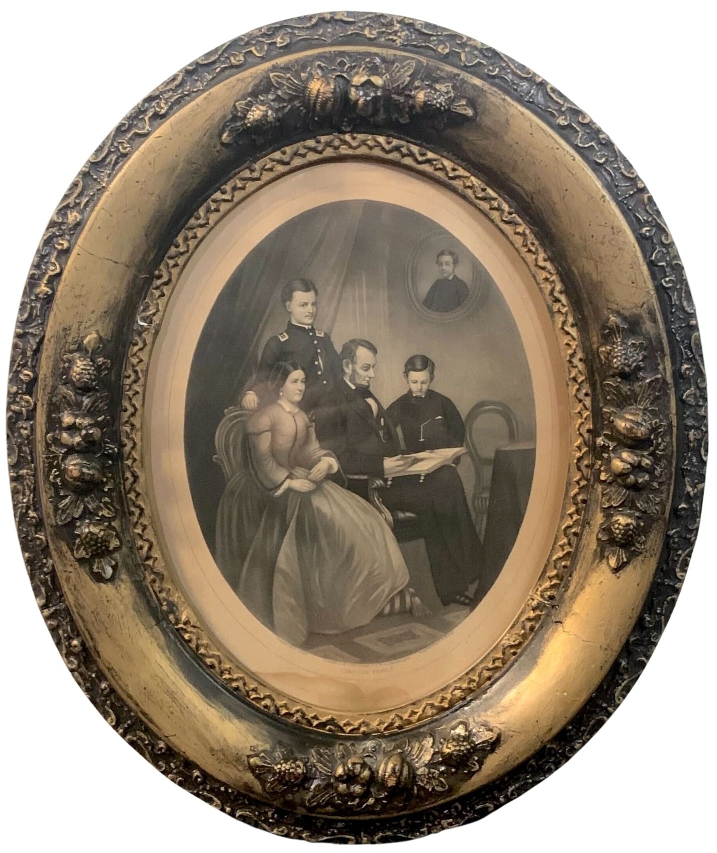 "Lincoln Family" Oval Engraving by A. B. Walter, after Francis Schell, 1865 - The Great Republic