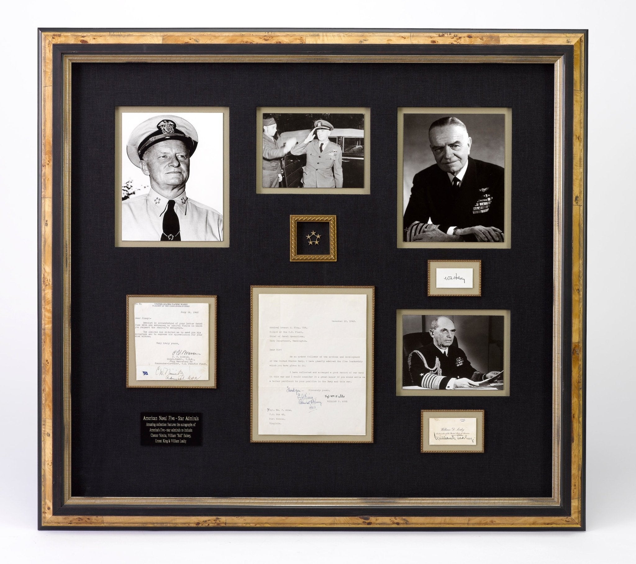 Navy 5 - Star Admirals Collage, with Signatures of Nimitz, Halsey, King, and Leahy - The Great Republic