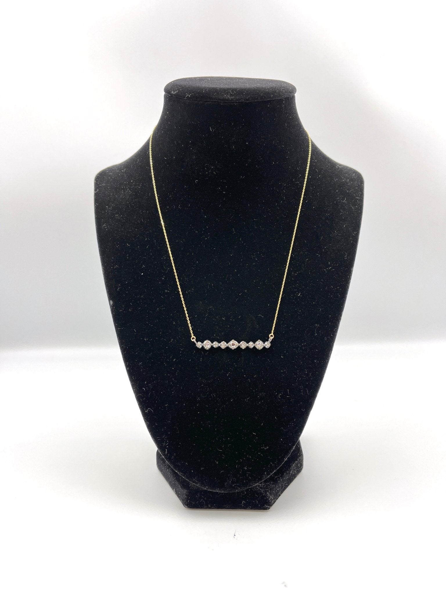 Silver Cast Diamond Necklace on Thin Gold Chain - The Great Republic