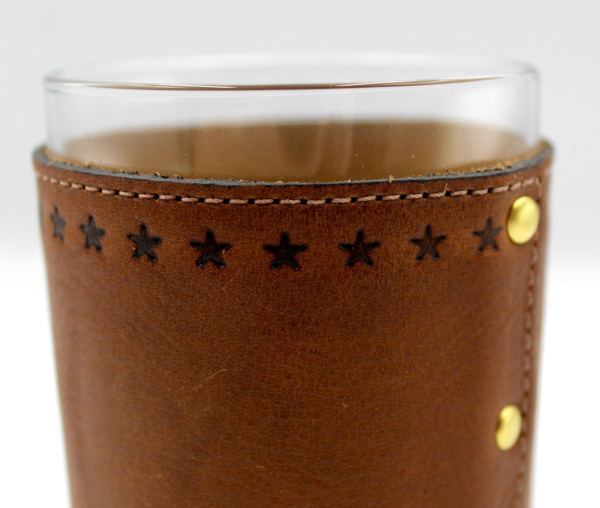 Star Stamped Leather Wrapped Rocks Glasses - The Great Republic
