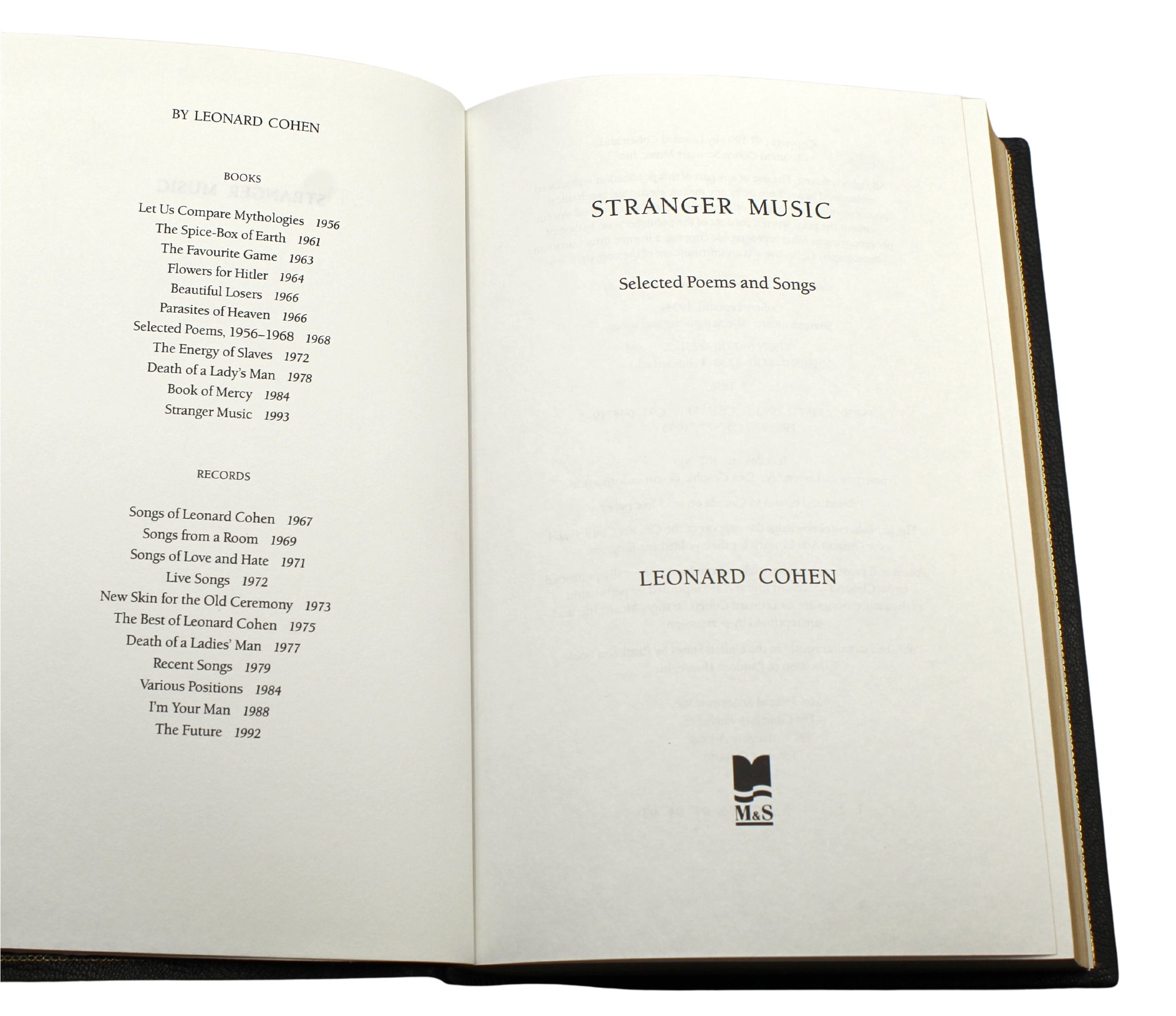 Stranger Music: Selected Poems and Songs by Leonard Cohen, First Edition, 1993 with Signed "Paris Again" Limited Edition Print - The Great Republic