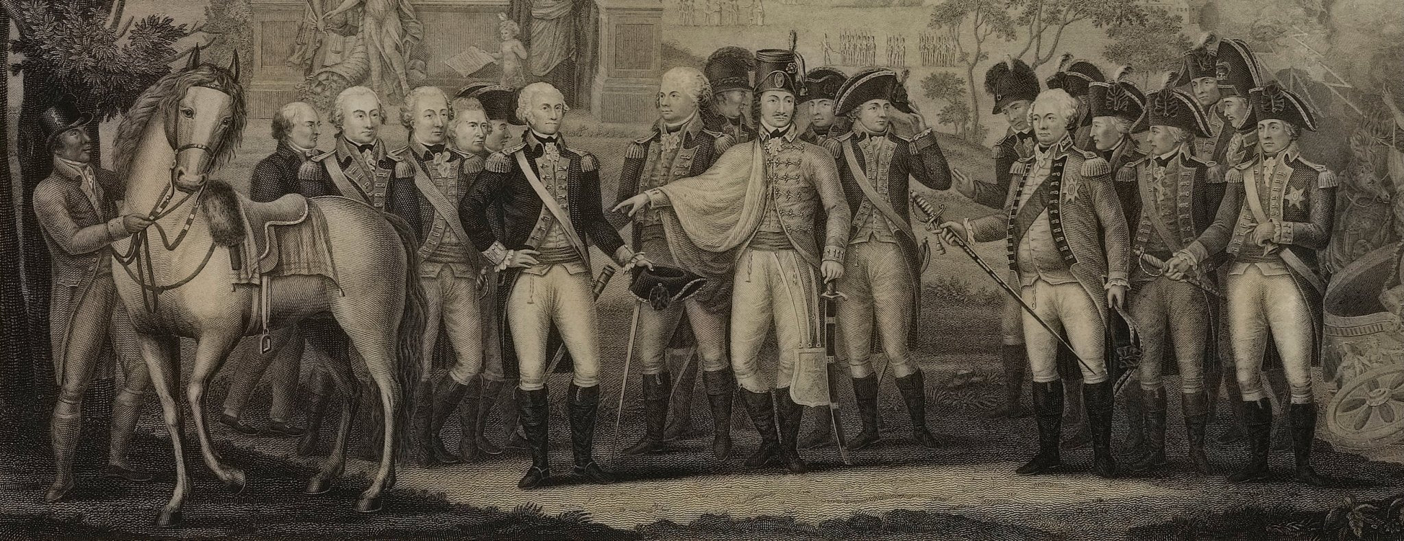 "The British Surrendering their Arms to Gen. Washington after their defeat at York Town in Virginia October 1781" after John Francis Renault, 1819 - The Great Republic